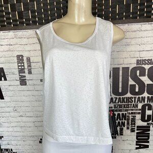 Under Armour Threadborne L  Vanilla Textured Inset Heatgear Quick Dry Muscle Tee